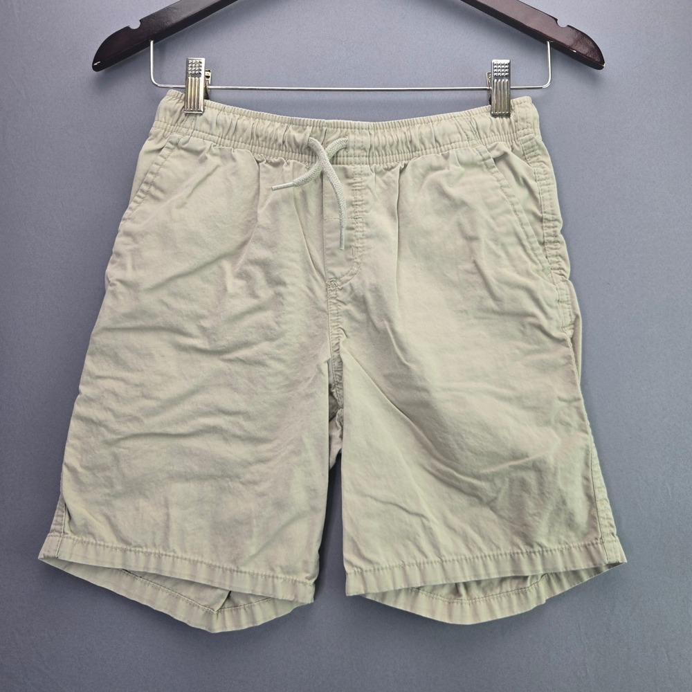 Cat & Jack Boys Chino Shorts Pull On Elastic Waist L 10/12 Tan Khaki Cotton